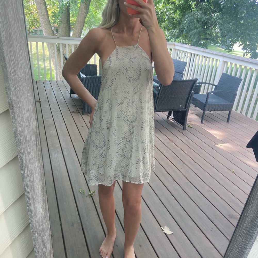 Backless animal print mini dress
